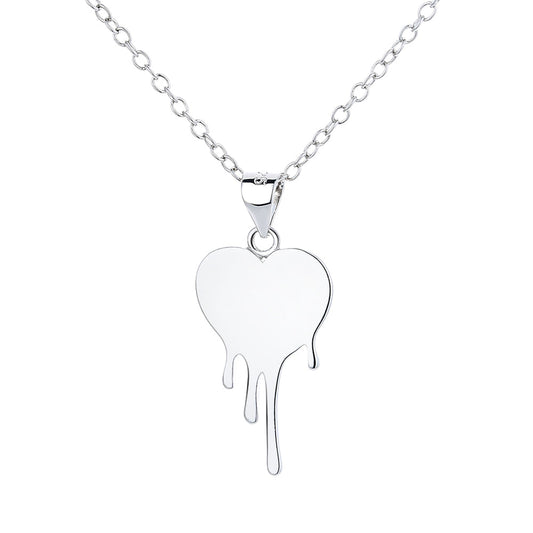 Sterling Silver Dripping Heart Pendant Necklace - RUN THE STREETS COLLABORATIVE
