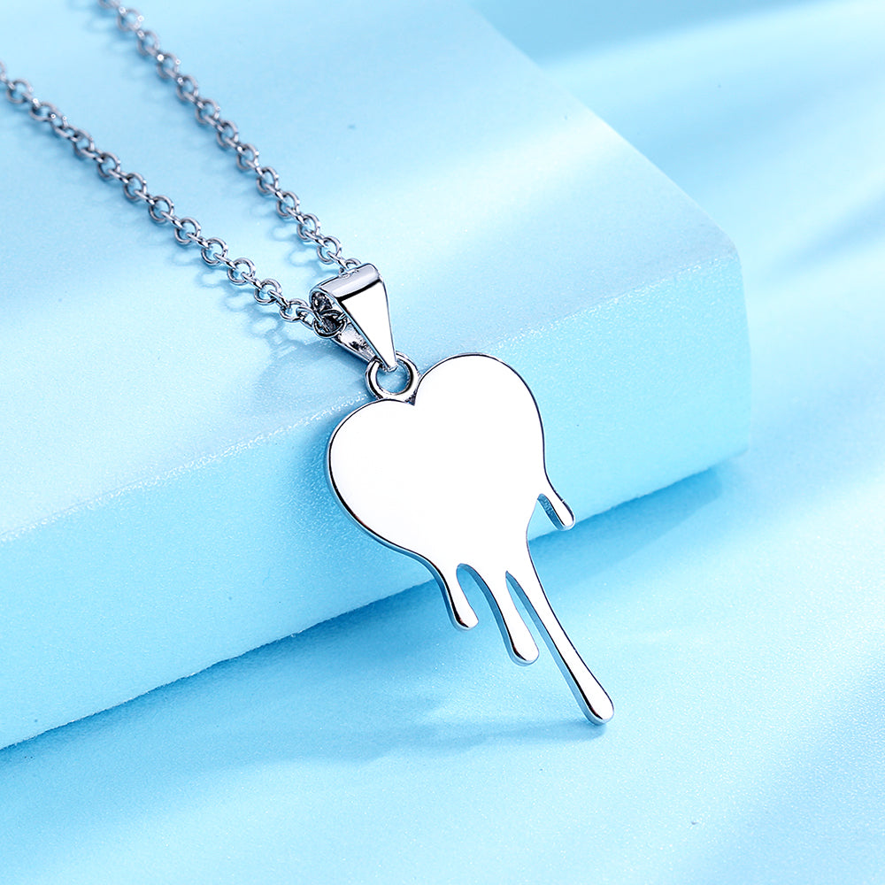Sterling Silver Dripping Heart Pendant Necklace - RUN THE STREETS COLLABORATIVE