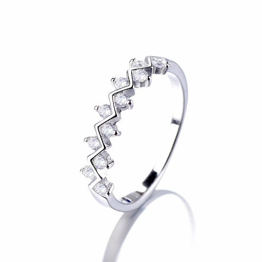 Sterling Silver Two Row Zig Zag Ring with Swarovski Crystals - RUN THE STREETS COLLABORATIVE