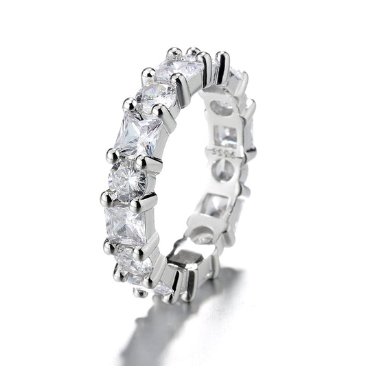 Sterling Silver Round & Square Eternity Ring With Swarovski - RUN THE STREETS COLLABORATIVE