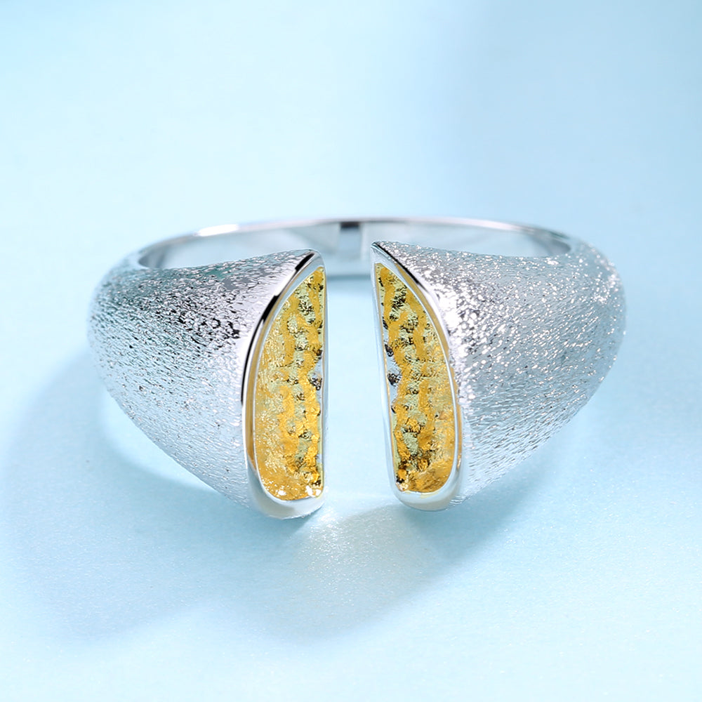 Sterling Silver and 14K Gold Open Bypass Ring - RUN THE STREETS COLLABORATIVE