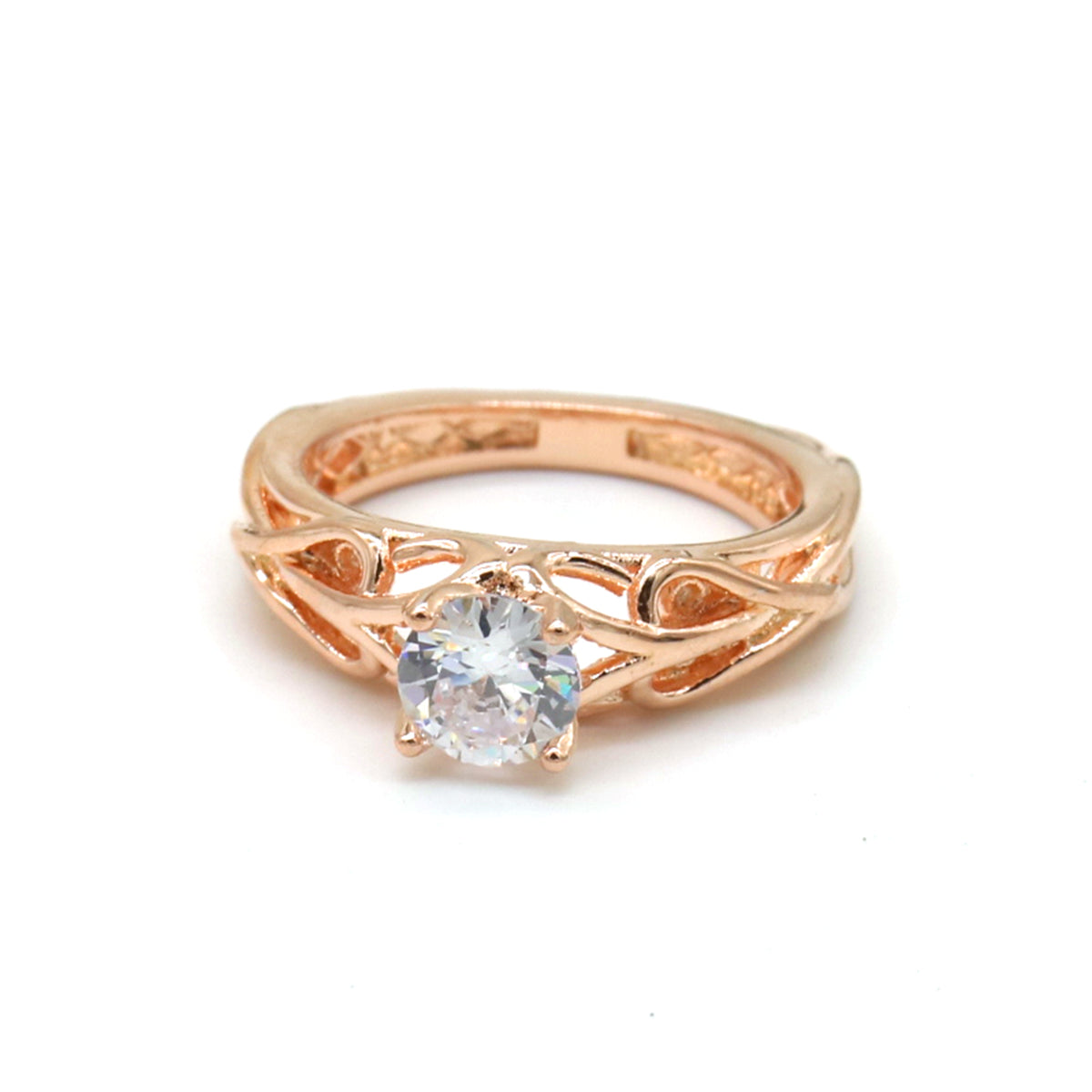 14k Rose Gold Filigree Engagement Ring with crystals from Swarovski - RUN THE STREETS COLLABORATIVE