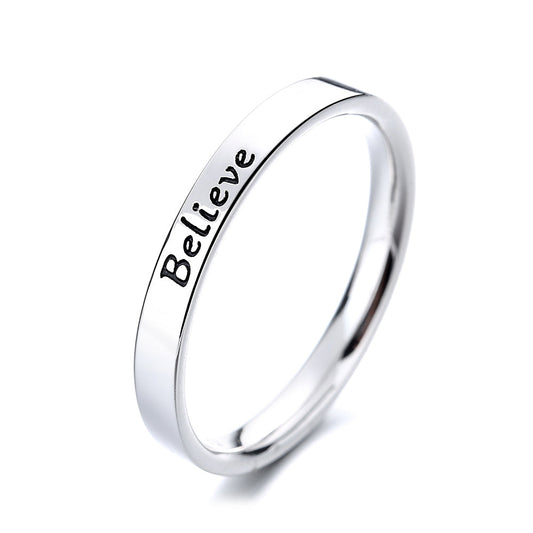 Sterling Silver 'Believe' Band Ring - RUN THE STREETS COLLABORATIVE