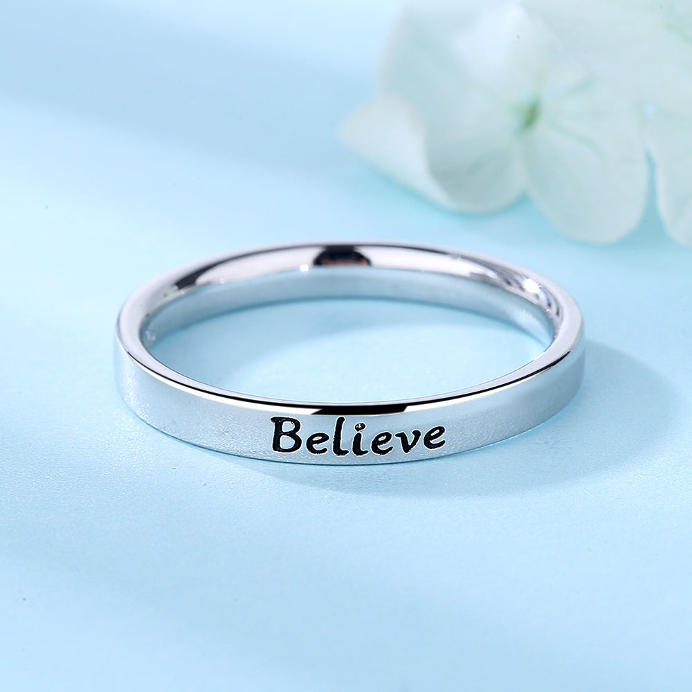 Sterling Silver 'Believe' Band Ring - RUN THE STREETS COLLABORATIVE