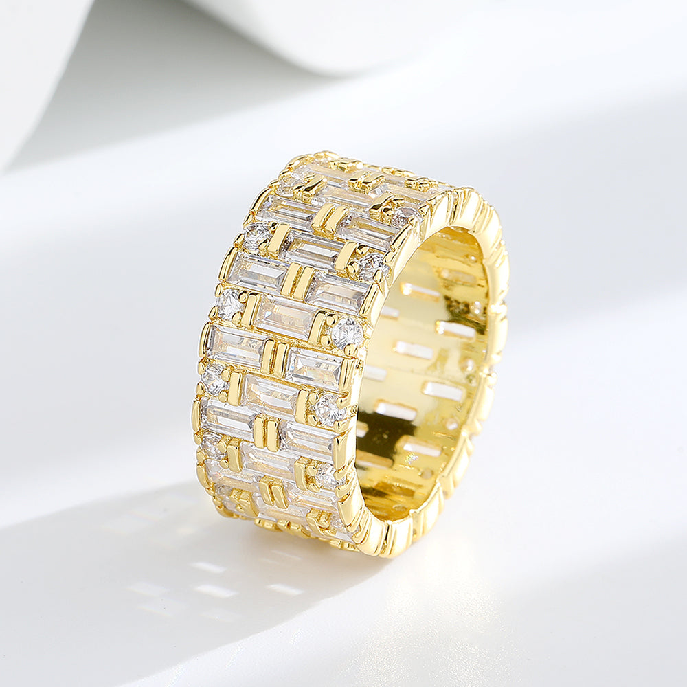 14k White Gold Baguette and Brilliant Cut Crystal Eternity Band Ring - RUN THE STREETS COLLABORATIVE