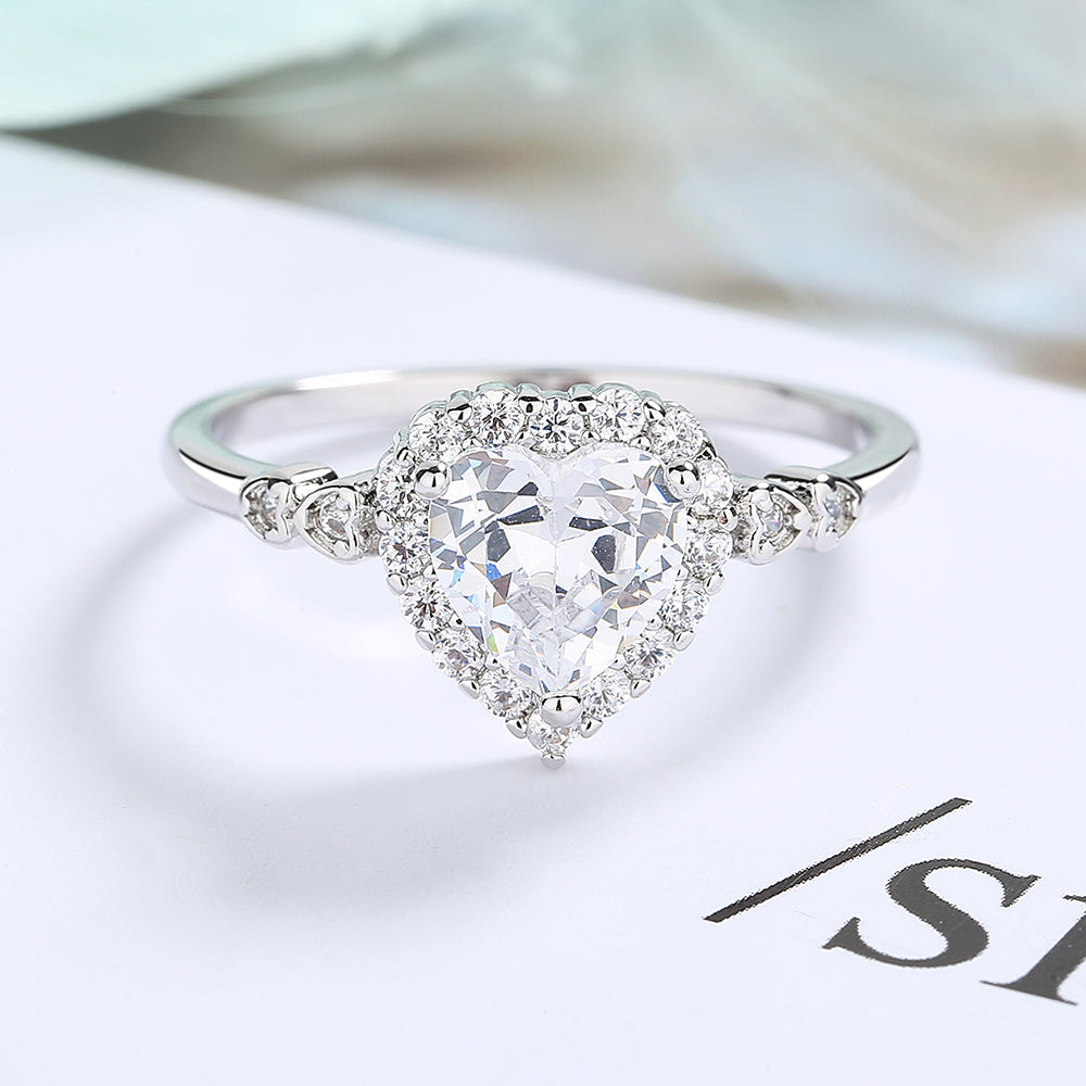 Sterling Silver Engagement Heart Ring With Preciosa® Crystals - RUN THE STREETS COLLABORATIVE