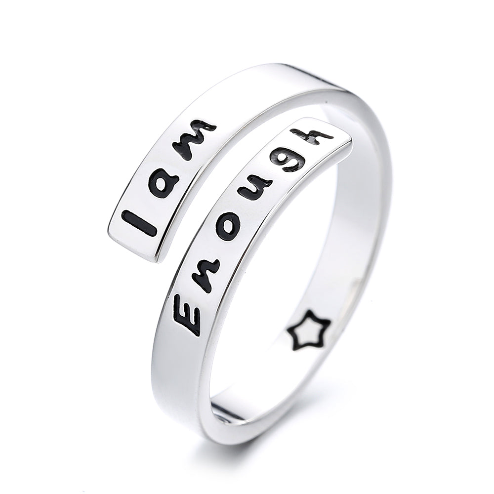 Sterling Silver “I Am Enough” Inspirational Ring - RUN THE STREETS COLLABORATIVE