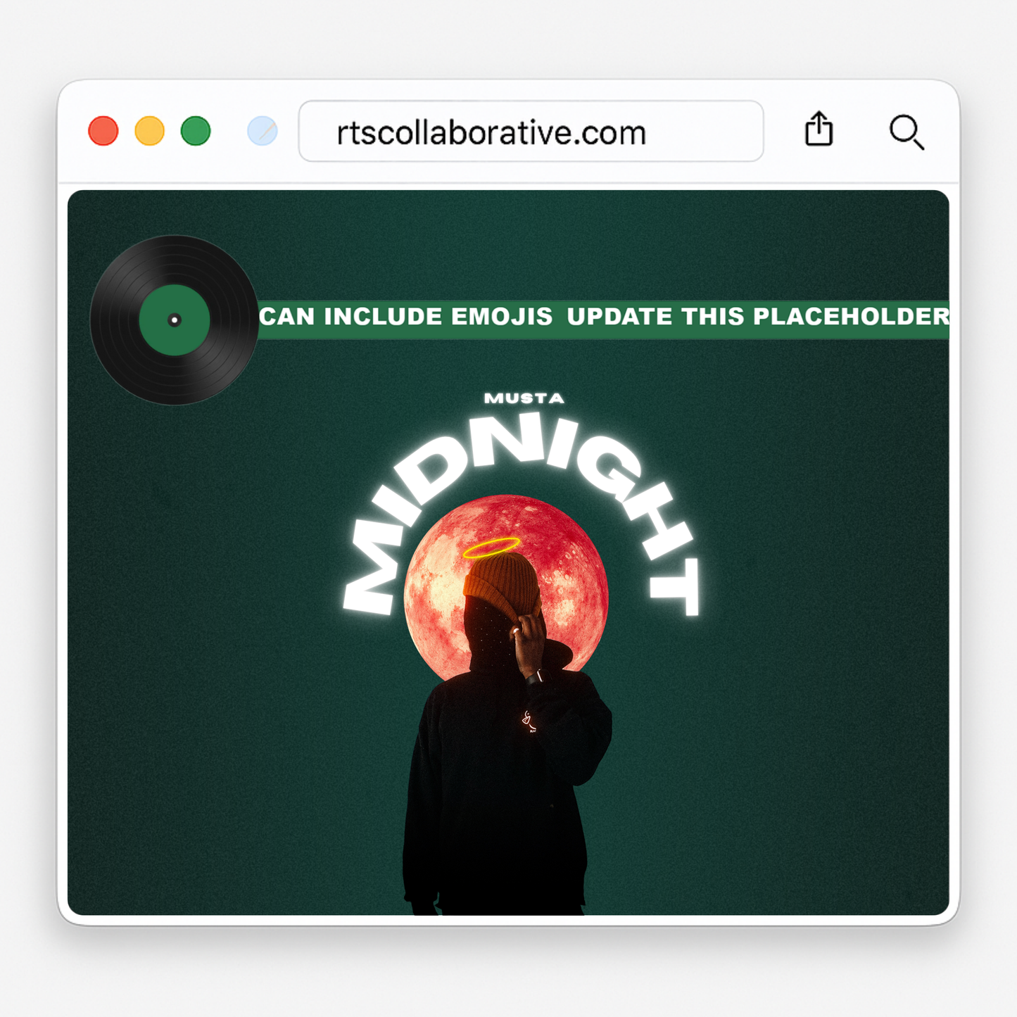Green Spinning Disc Scrolling Text Banner