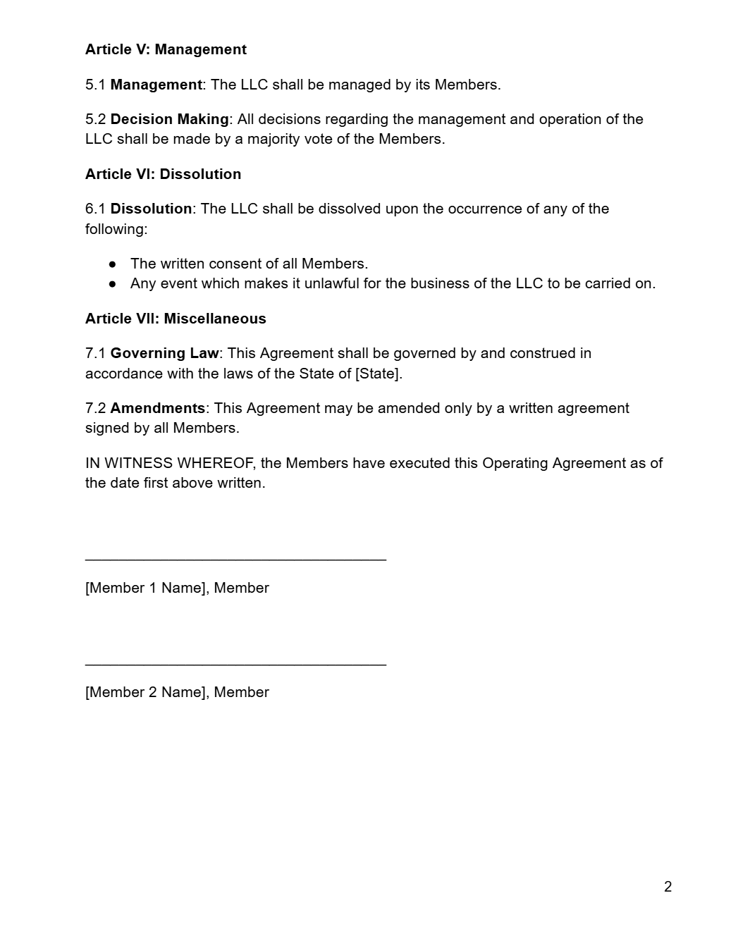 LLC Operating Agreement (Multi-Member) - RUN THE STREETS COLLABORATIVE