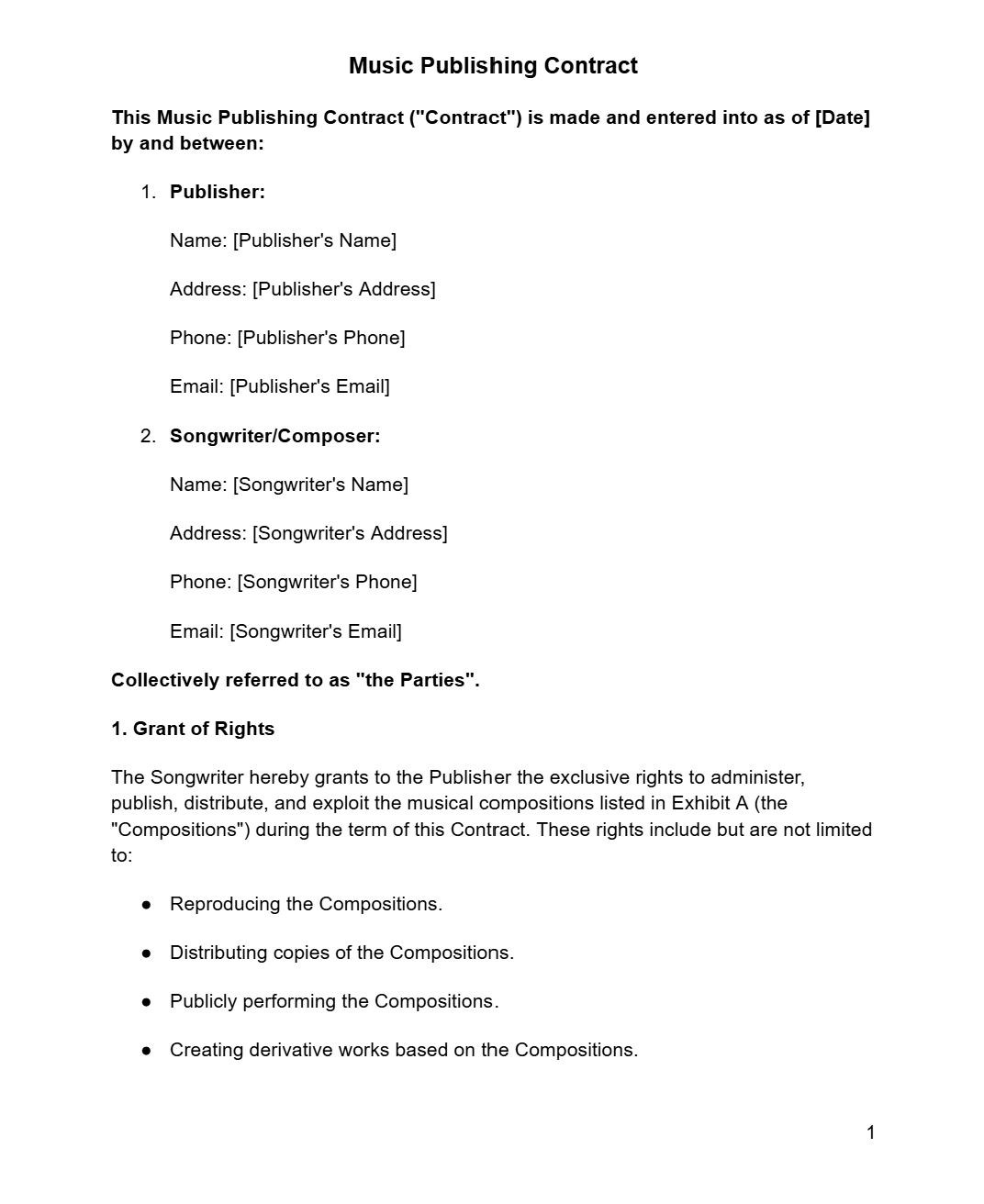 Music Publishing Contract - RUN THE STREETS COLLABORATIVE