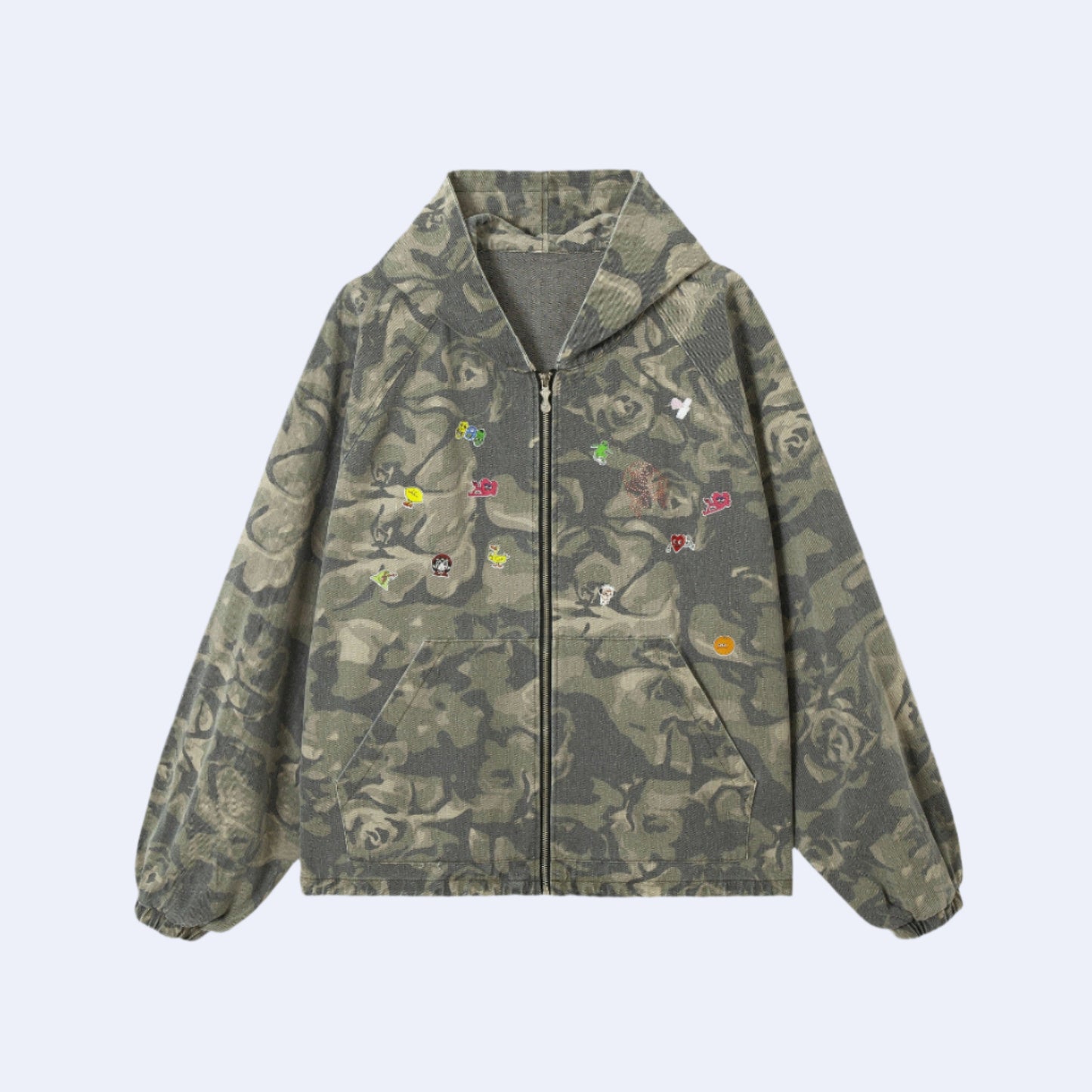 Olive Green Camouflage Zip Hoodie - RUN THE STREETS COLLABORATIVE