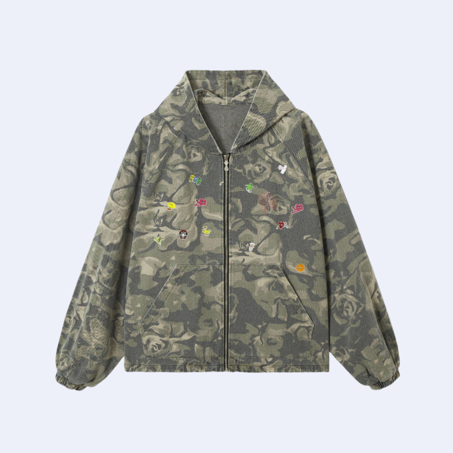 Olive Green Camouflage Zip Hoodie - RUN THE STREETS COLLABORATIVE
