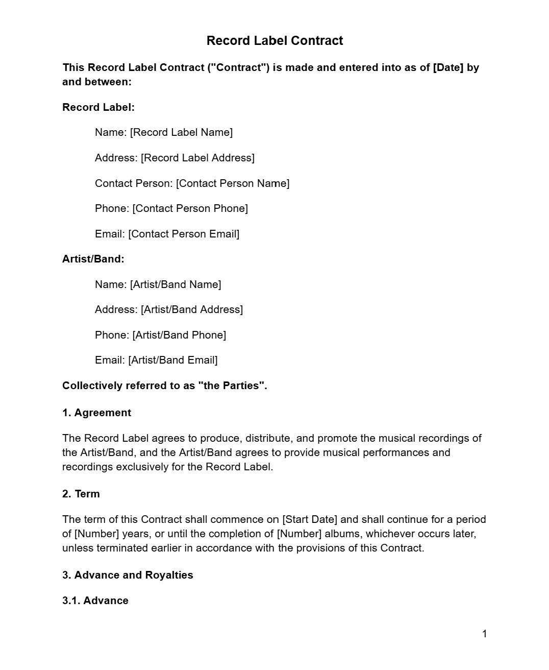 Record Label Contract - RUN THE STREETS COLLABORATIVE