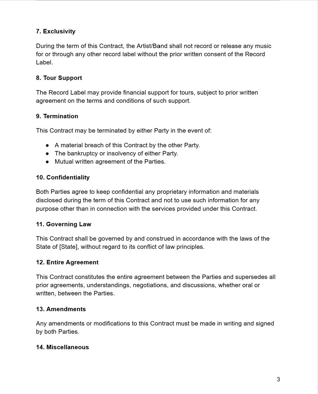 Record Label Contract - RUN THE STREETS COLLABORATIVE