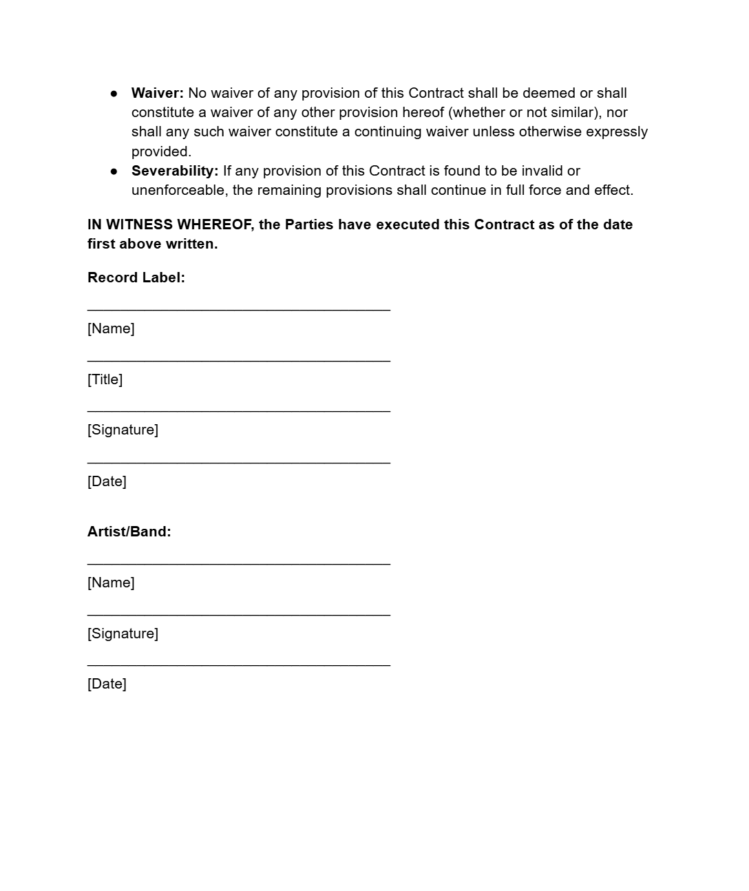 Record Label Contract - RUN THE STREETS COLLABORATIVE