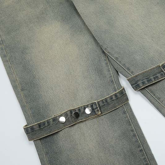 Retro Faded Straight-Leg Jeans Details Leg