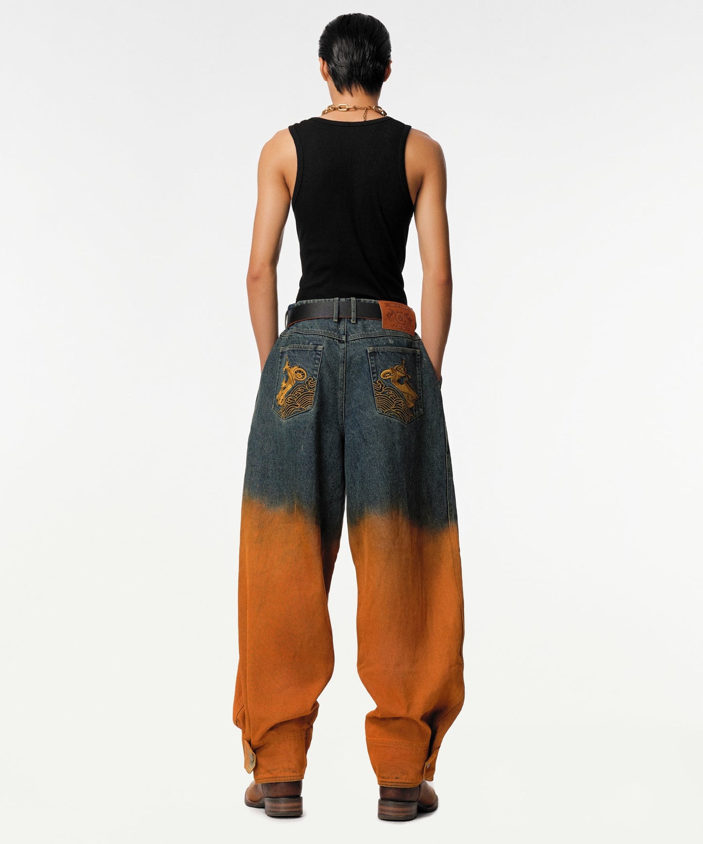 Rusted Ombre Gemyny Horseshoe Jeans - RUN THE STREETS COLLABORATIVE