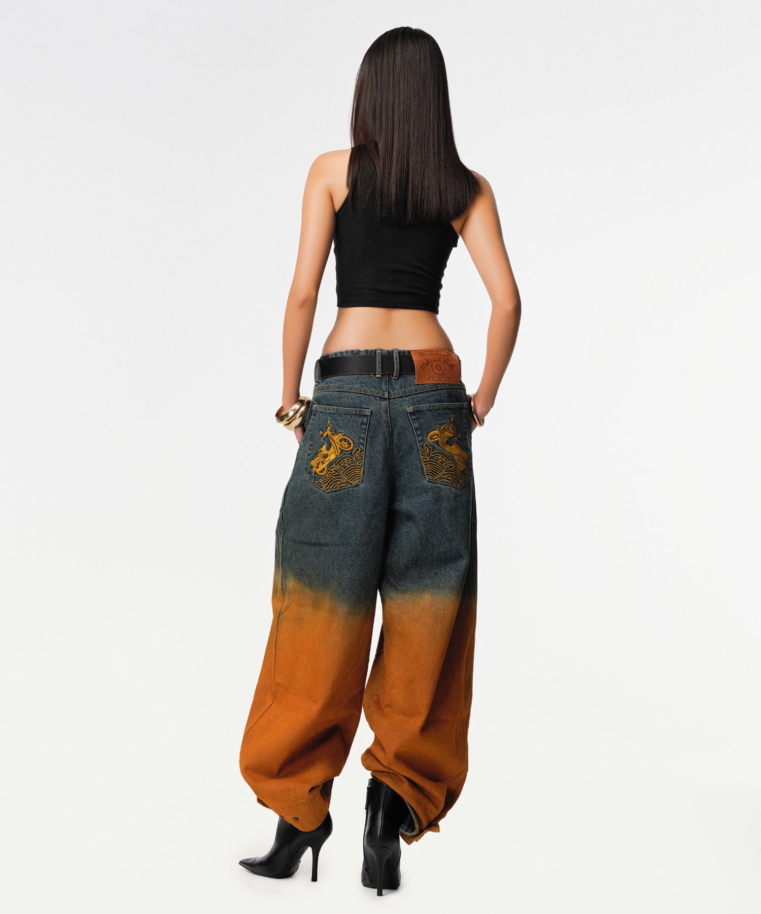 Rusted Ombre Gemyny Horseshoe Jeans - RUN THE STREETS COLLABORATIVE
