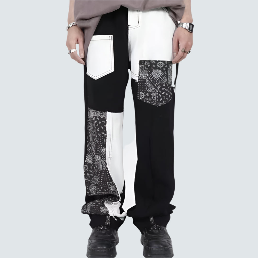 Street Contrast Stitching Straight Jeans