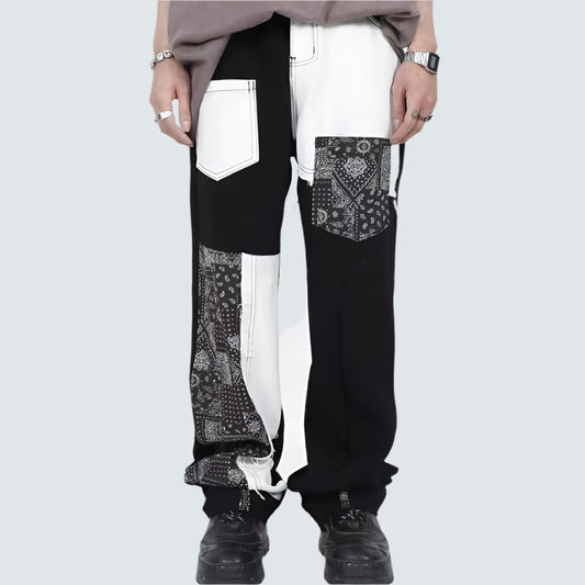 Street Contrast Stitching Straight Jeans