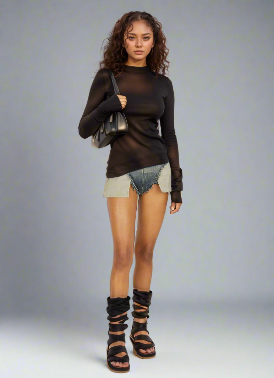 High Cut Denim Shorts - RUN THE STREETS COLLABORATIVE