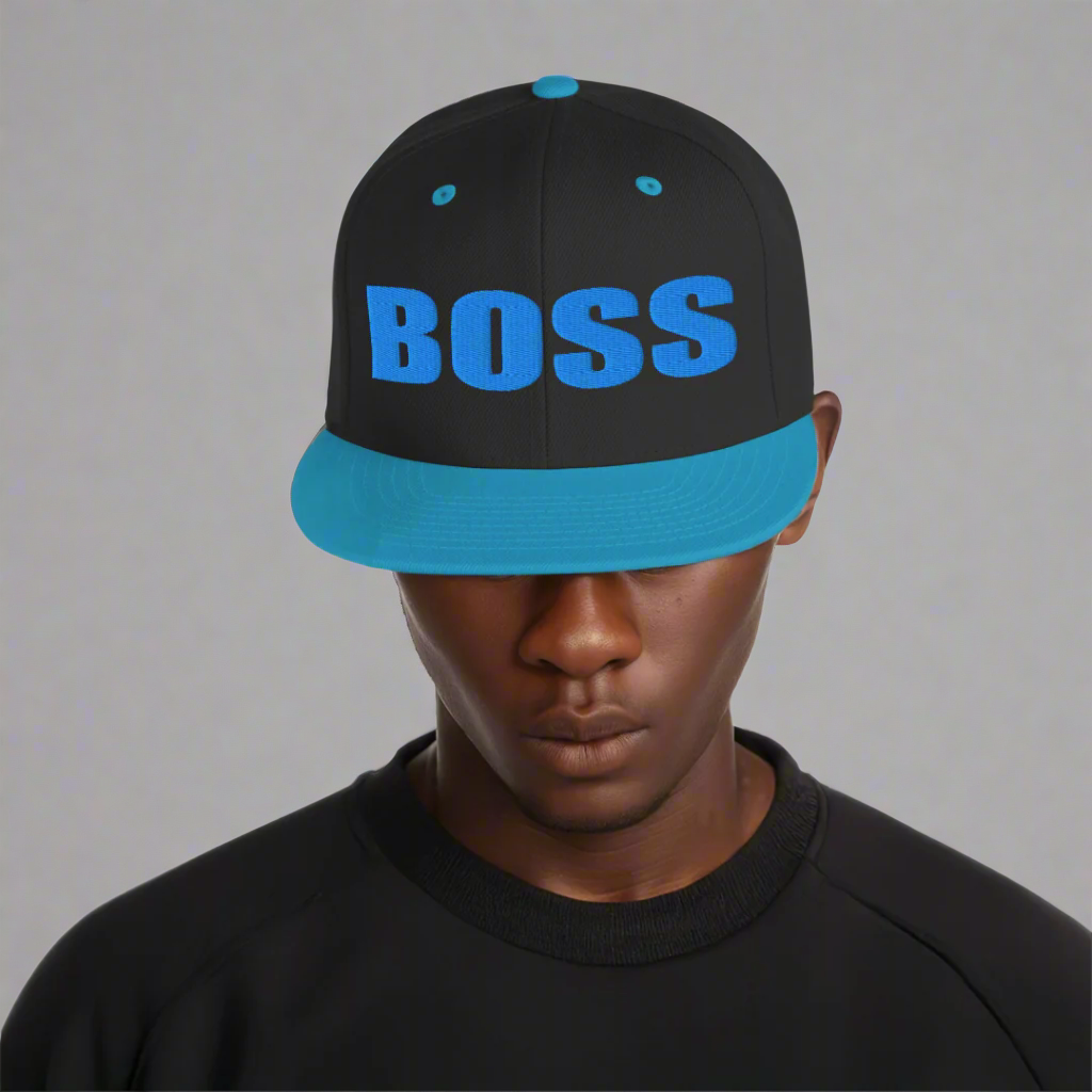 BOSS Block Letter Snapback Baseball Hat Blk-BB - RUN THE STREETS COLLABORATIVE