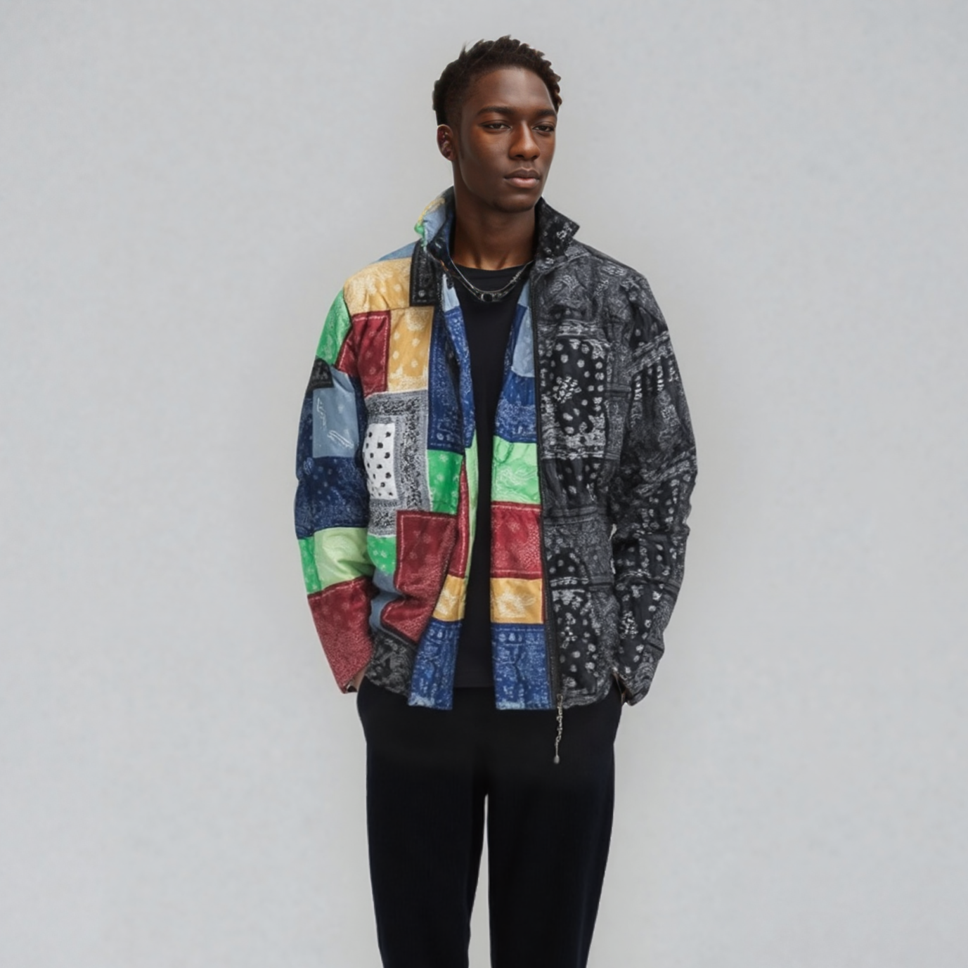 Bandana Patchwork Puffer Jacket - RUN THE STREETS COLLABORATIVE