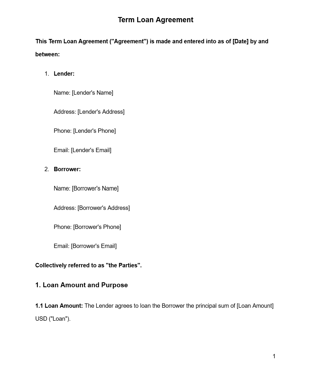 Term Loan Agreement - RUN THE STREETS COLLABORATIVE