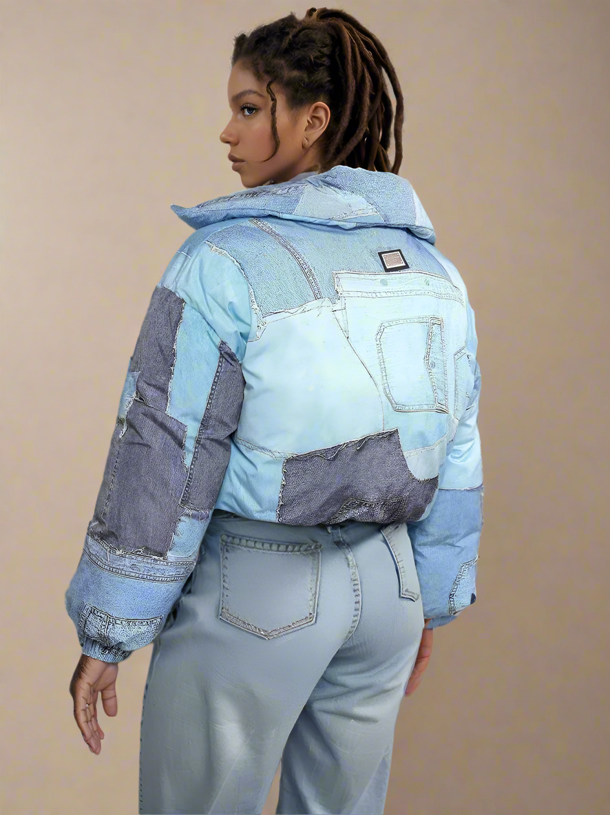 Denim Patchwork Puff Jacket - RUN THE STREETS COLLABORATIVE
