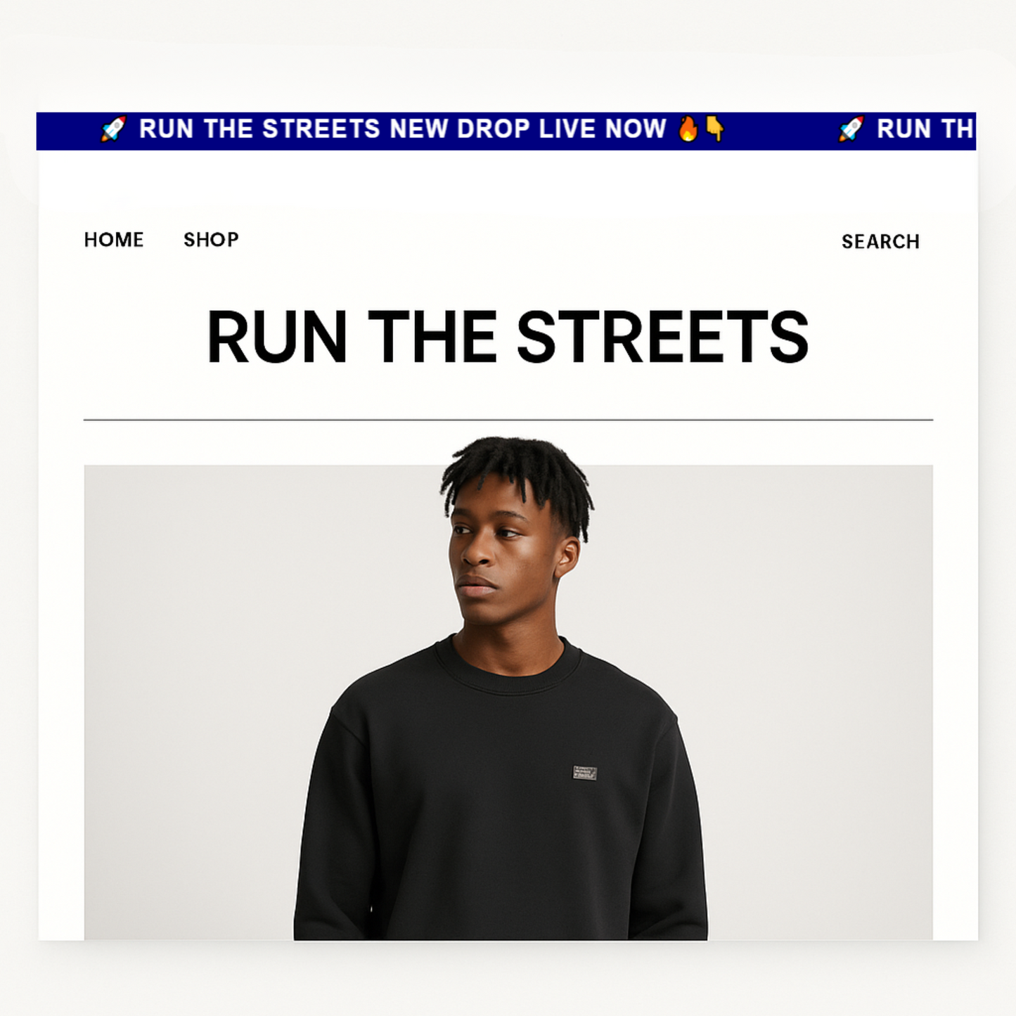 Blue Scrolling Text Bar - RUN THE STREETS COLLABORATIVE