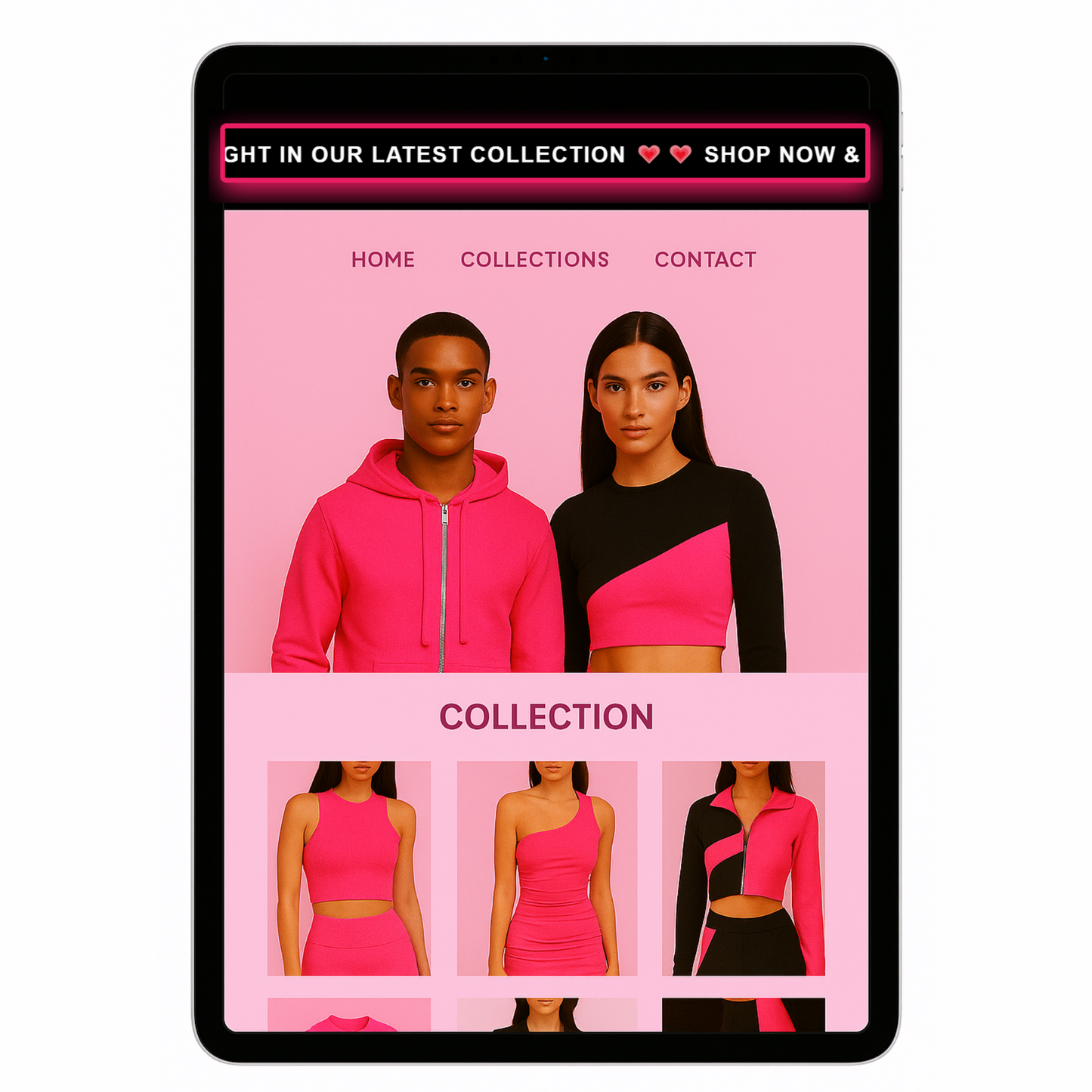 Neon Pink Outline Glowing Effect Text Bar - RUN THE STREETS COLLABORATIVE