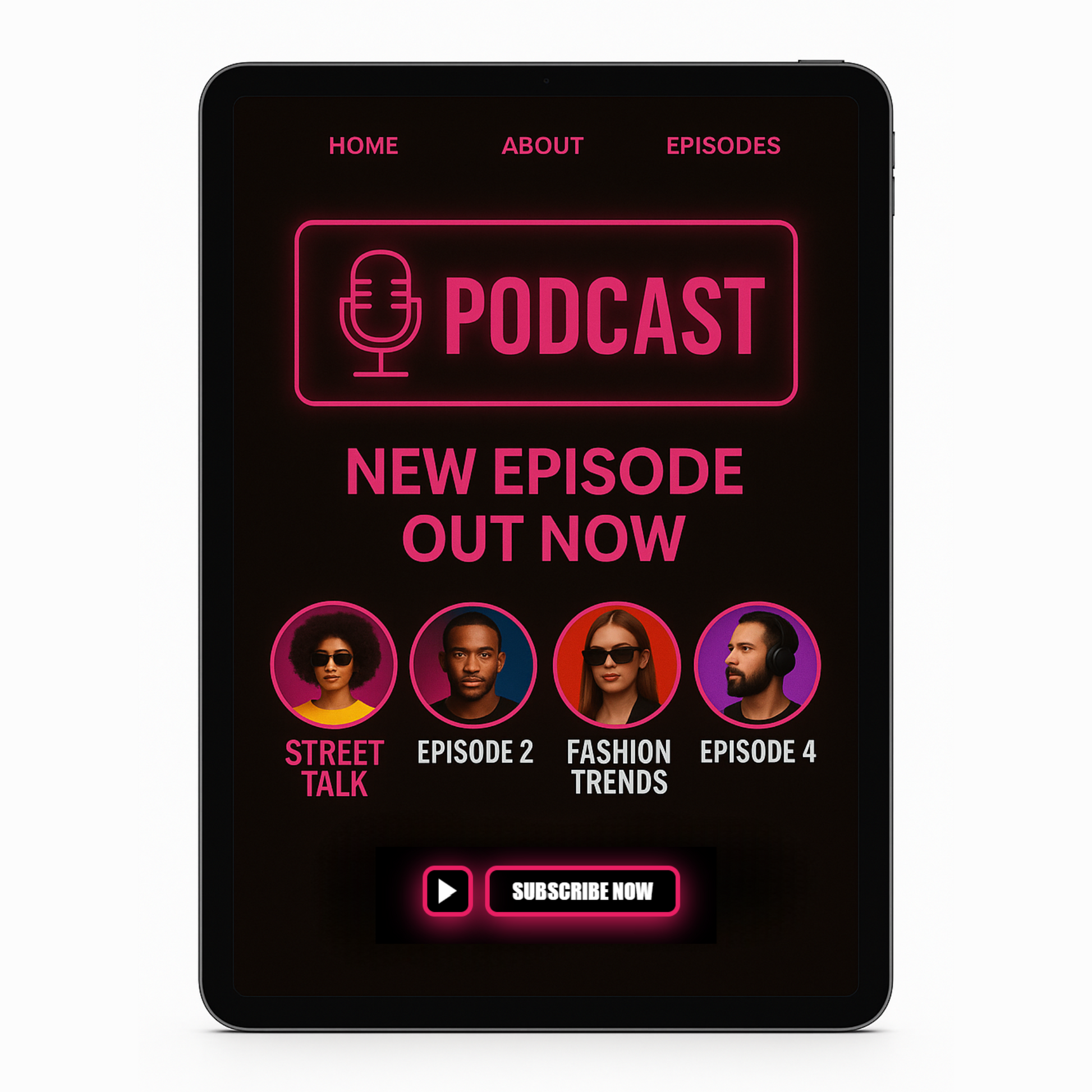 Pink Neon Outline Glow Subscribe Now Button - RUN THE STREETS COLLABORATIVE