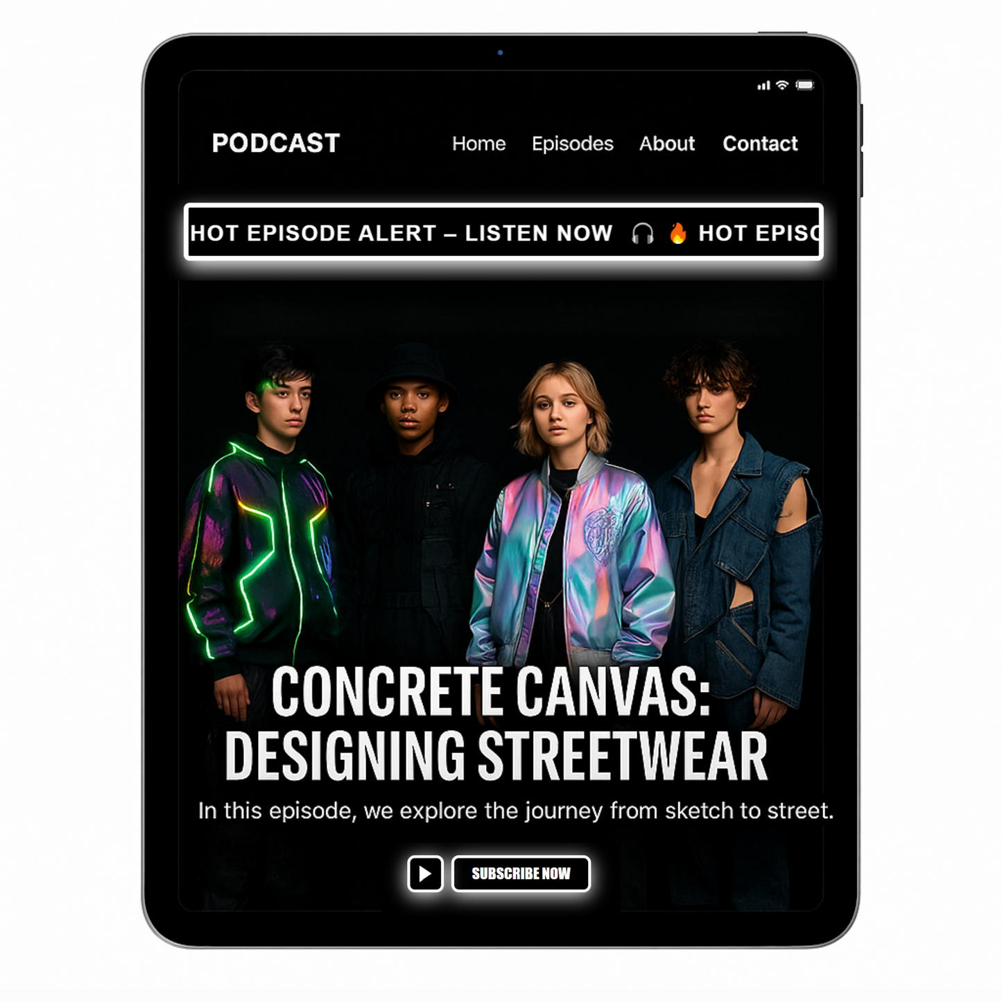 White Neon Outline Glow Subscribe Now Button - RUN THE STREETS COLLABORATIVE