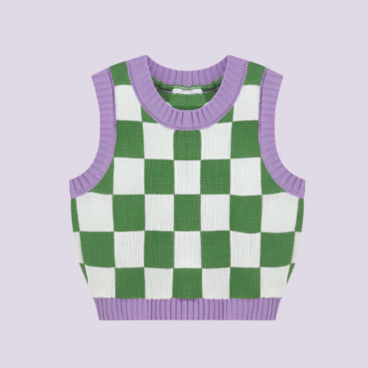 Checkerboard Knit Vest - RUN THE STREETS COLLABORATIVE