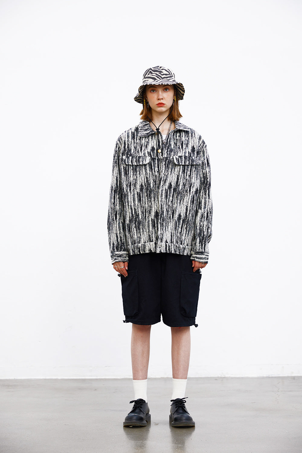 Painterly Striated Jacquard Overshirt