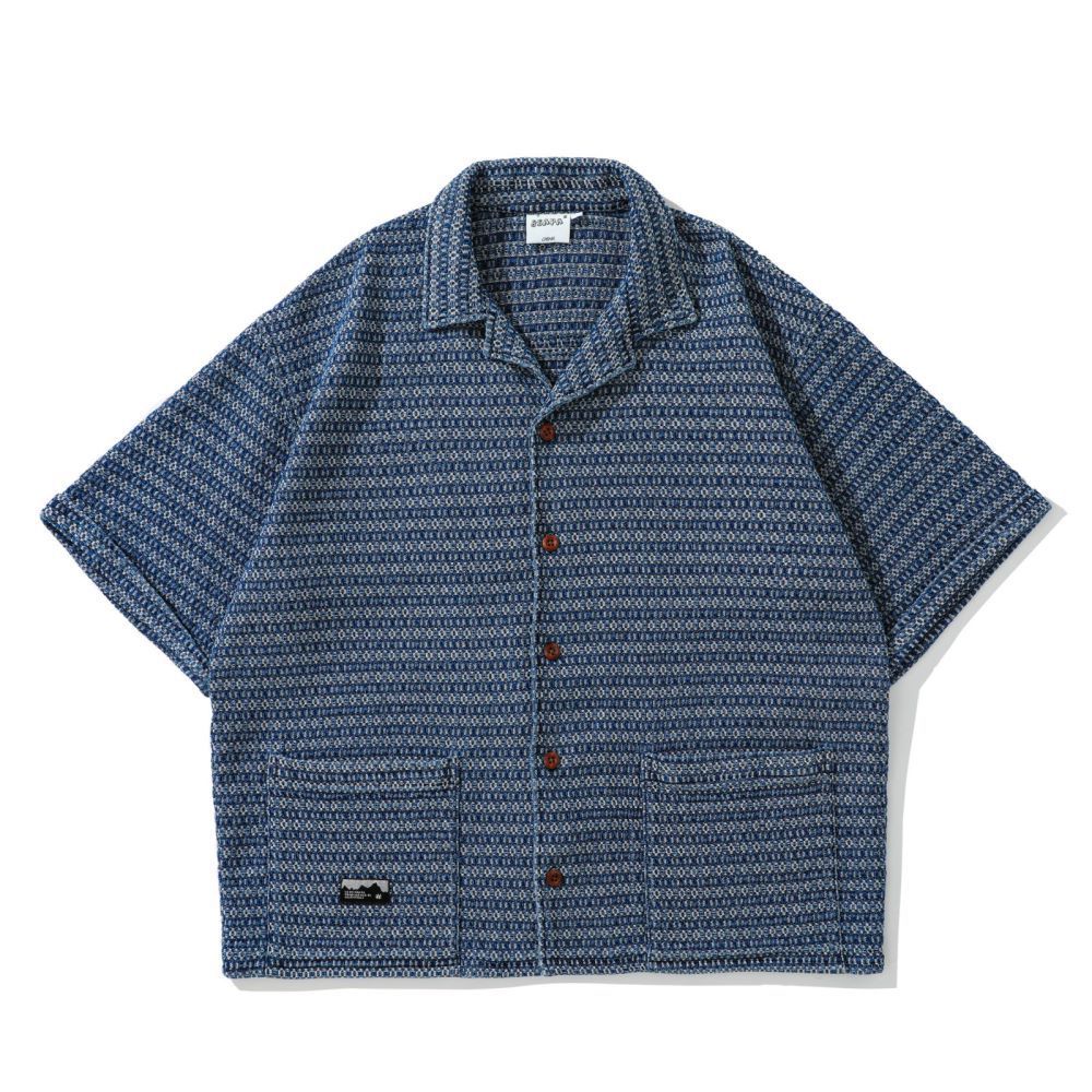 Micro-Pattern Camp-Collar Shirt (Short Sleeve)
