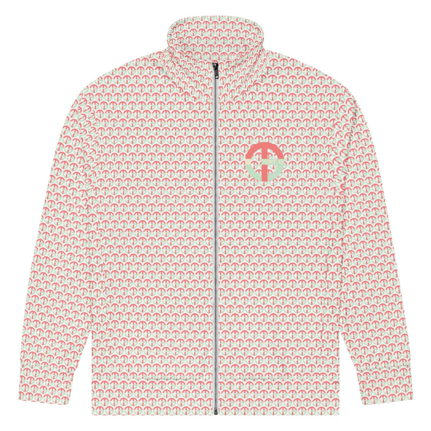TONY G Unisex Track Jacket, featuring the TG Logo #4 Monogram Pattern - RUN THE STREETS COLLABORATIVE