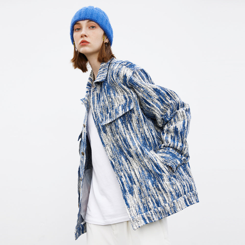 Painterly Striated Jacquard Overshirt