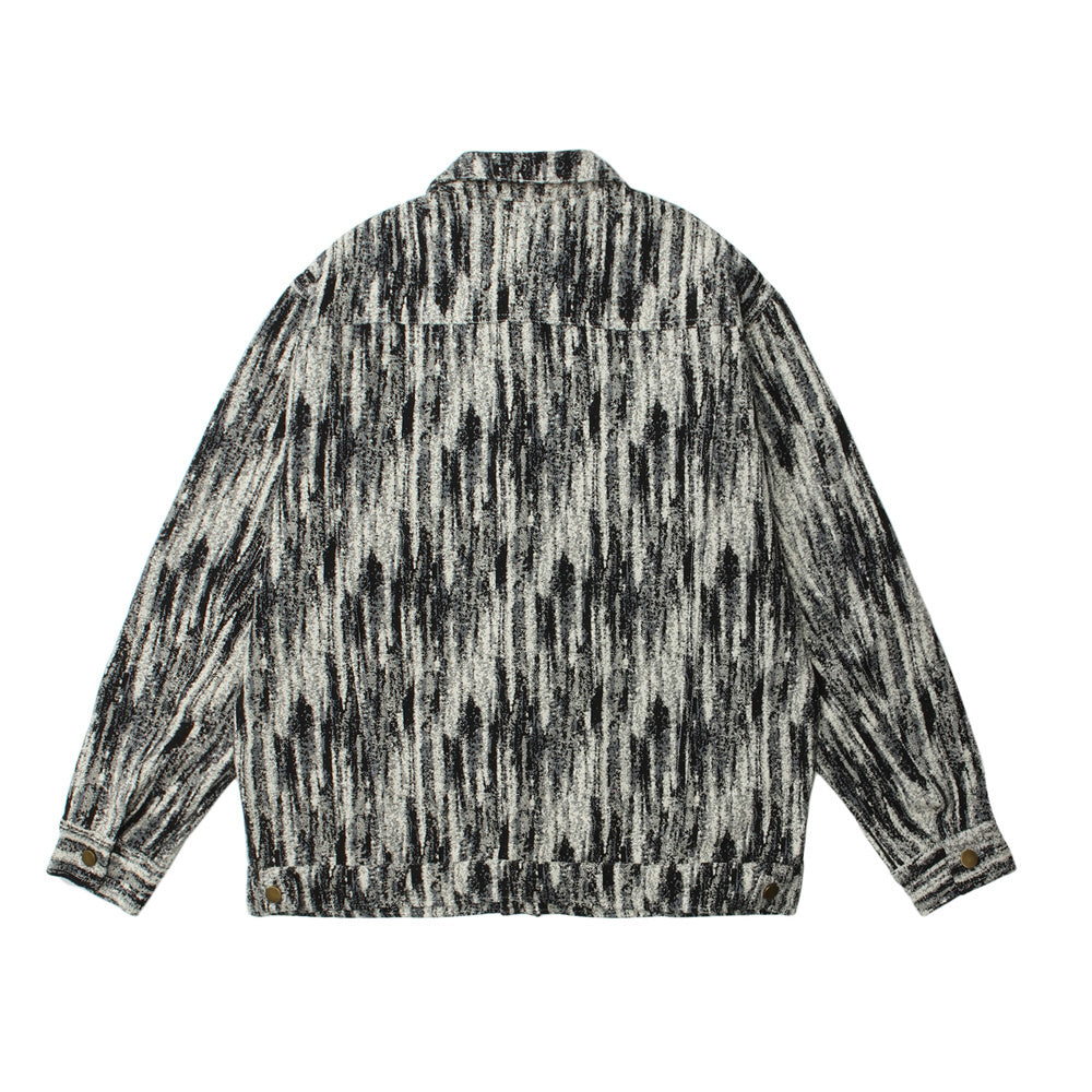 Painterly Striated Jacquard Overshirt