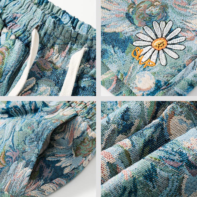 Daisy Tapestry Drawstring Shorts