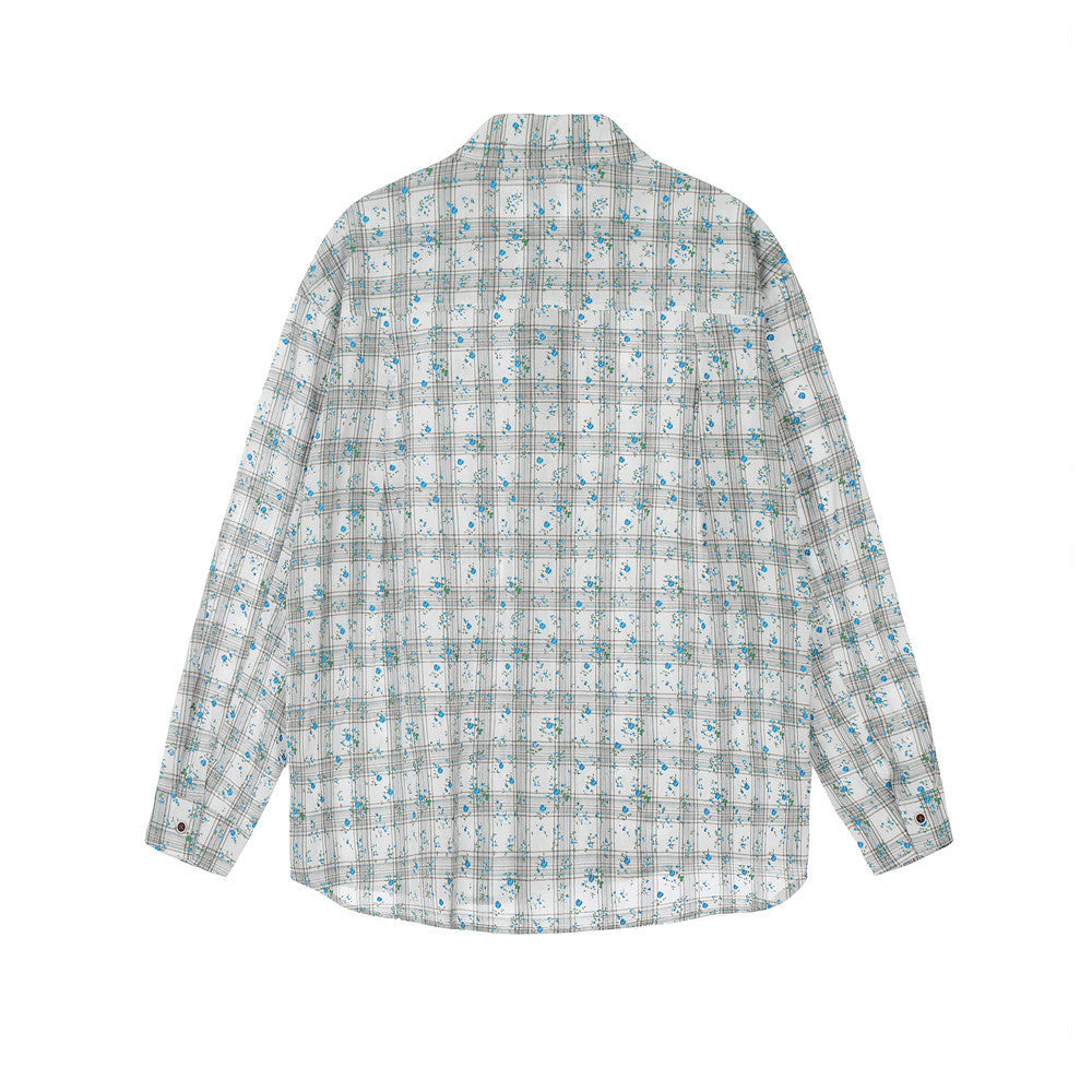Floral Plaid Long-Sleeve Button Shirt