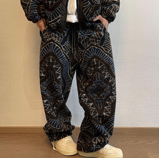 Tapestry Fleece Wide-Leg Pants