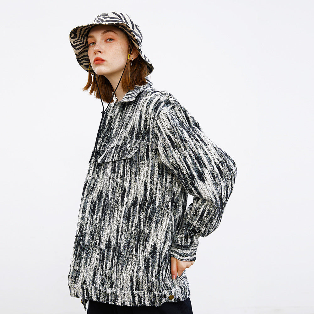 Painterly Striated Jacquard Overshirt