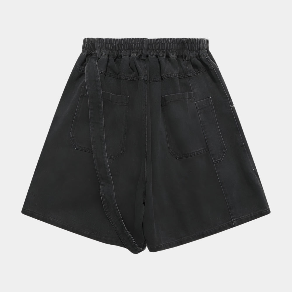 Button-Detail Stretch Denim Shorts - RUN THE STREETS COLLABORATIVE