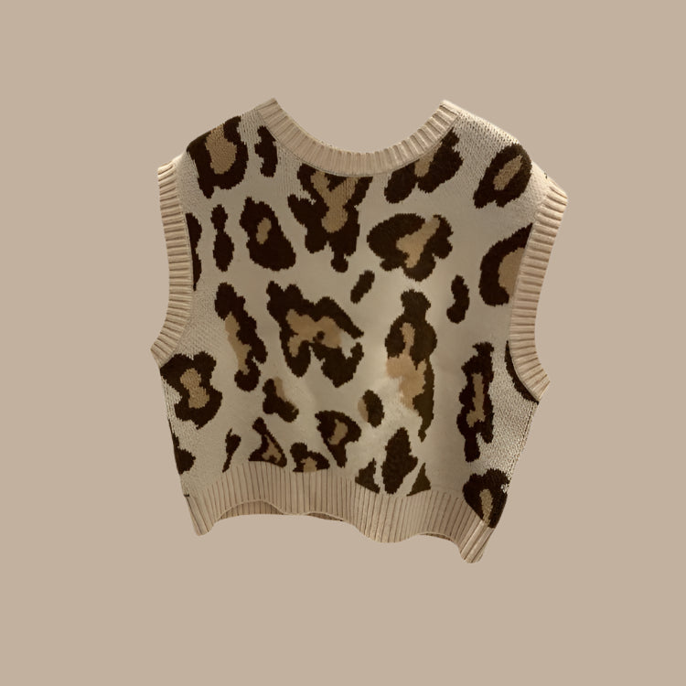 Leopard Print Knitted Vest - RUN THE STREETS COLLABORATIVE