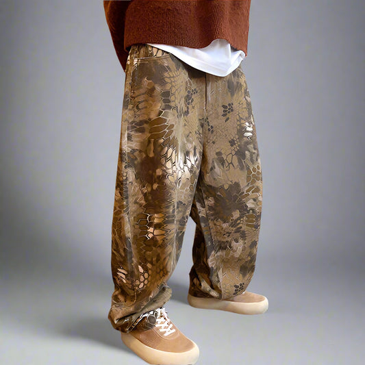 Reptile Camo Low-Waist Balloon Jeans