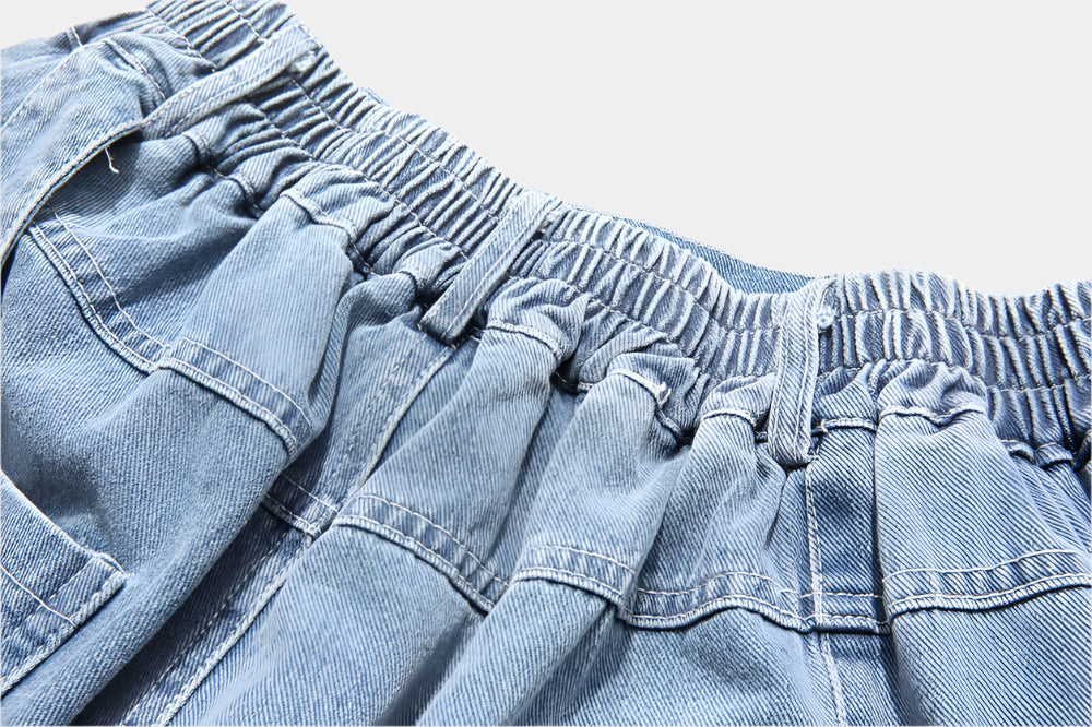 Button-Detail Stretch Denim Shorts - RUN THE STREETS COLLABORATIVE