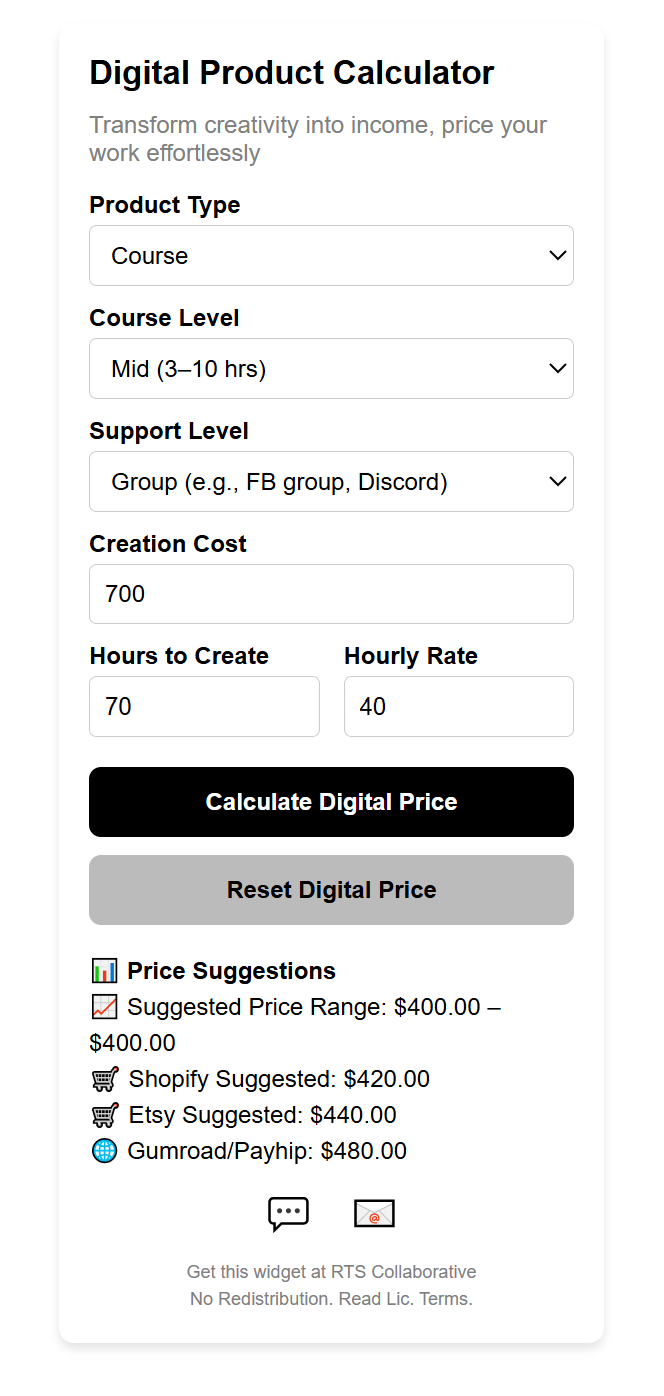 Digital Product Calculator Widget Plugin
