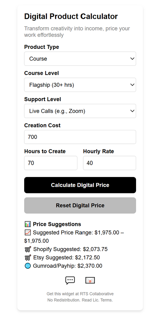 Digital Product Calculator Widget Plugin