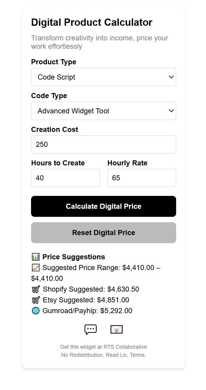 Digital Product Calculator Widget Plugin